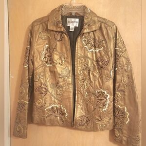 Chicos bronze color leather jacket size 0